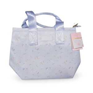 NWT LoveShackFancy x Yoobi Lunch Bag Breezy Blue Floral Gold Bow Insulated Tote